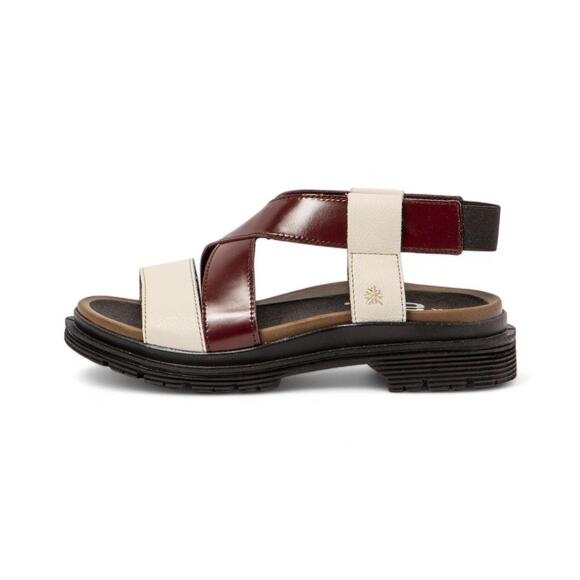 NEW THE ART COMPANY women's birmingham sandal in burgandy and cream